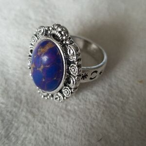 Purple vintage style silver tone band size 9